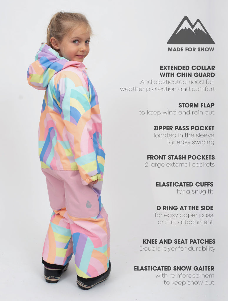 Snowrider One Piece Snowsuit - Rainbow Stripe | Waterproof Windproof Eco