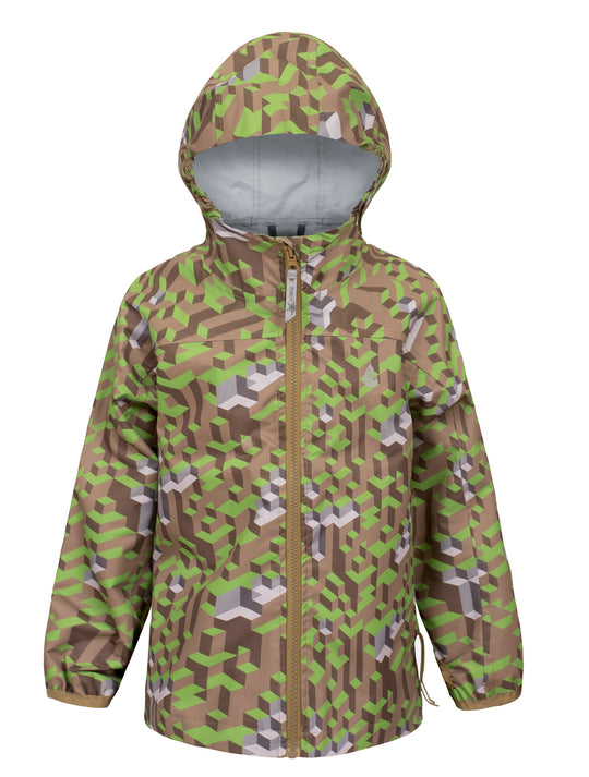 boys waterproof rainshell green