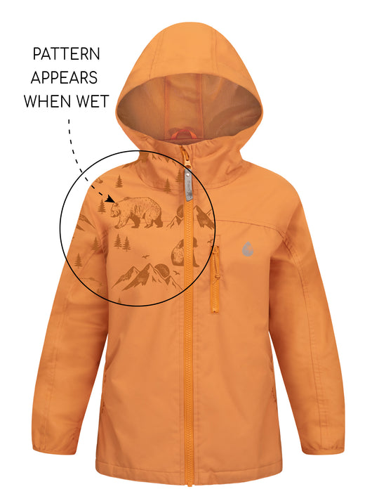 kids waterproof rainshell mustard 