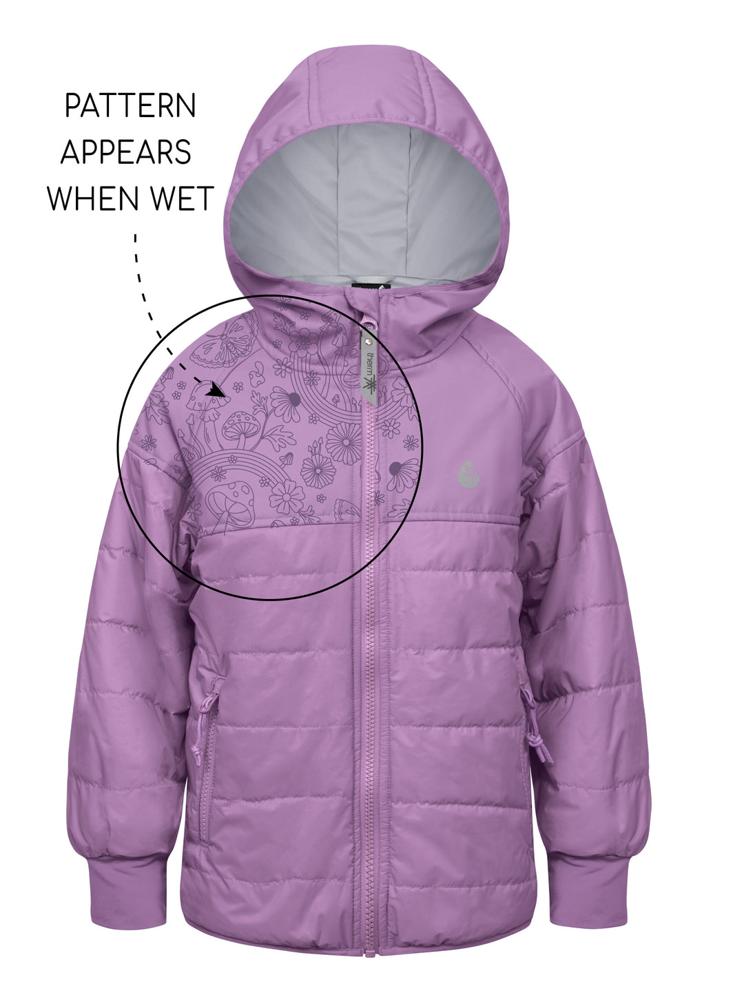 kids puffer waterproof jacket lavender