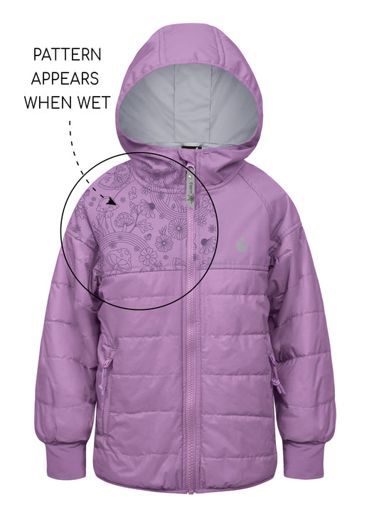kids puffer waterproof jacket lavender
