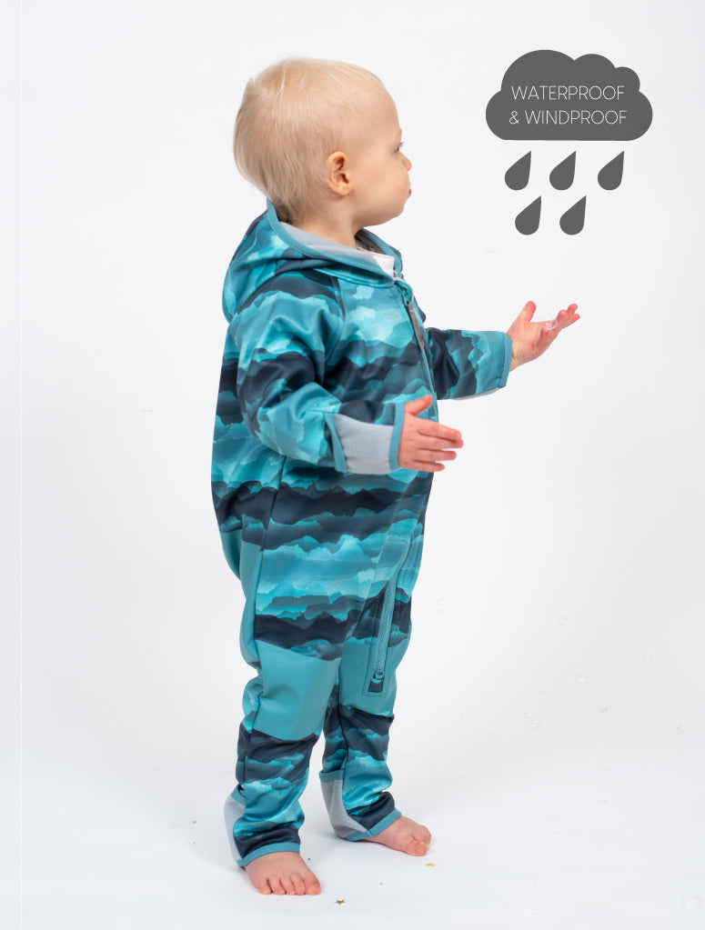 All-Weather Fleece Onesie - Mountain Mist | Waterproof Windproof Eco