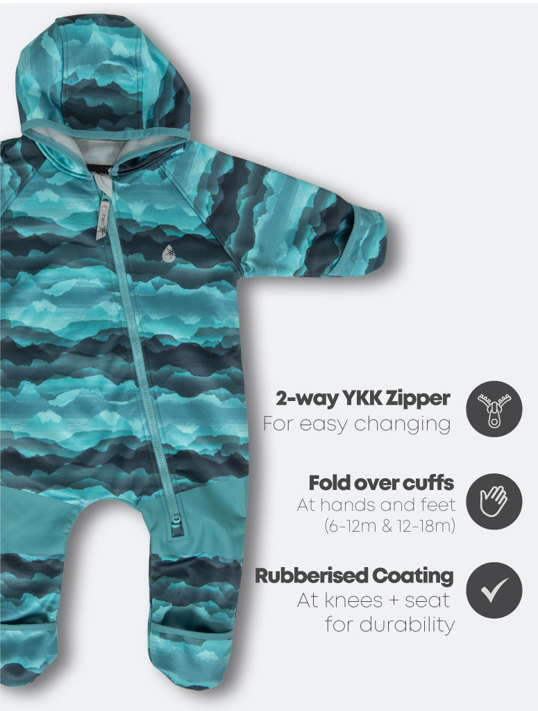 All-Weather Fleece Onesie - Mountain Mist | Waterproof Windproof Eco