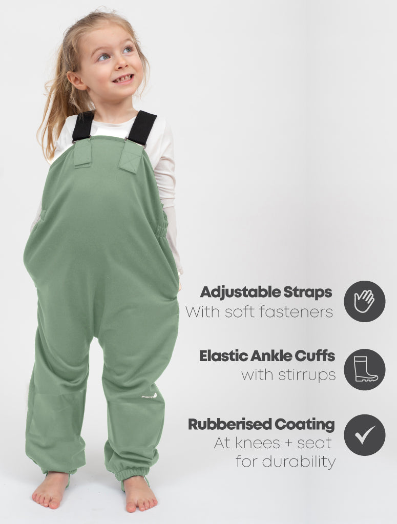 All-Weather Fleece Overalls - Basil | Waterproof Windproof Eco