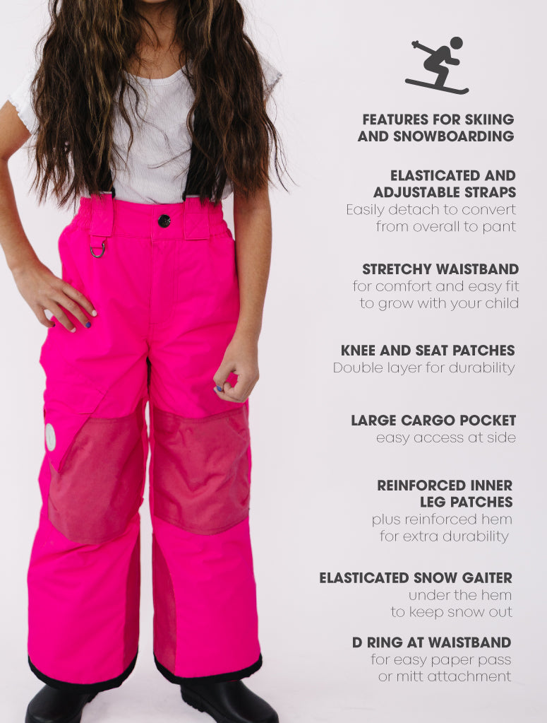 Snowrider Convertible Ski Overalls - Neon Pink