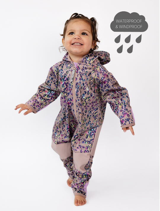 All-Weather Fleece Onesie - Rainbow Leopard