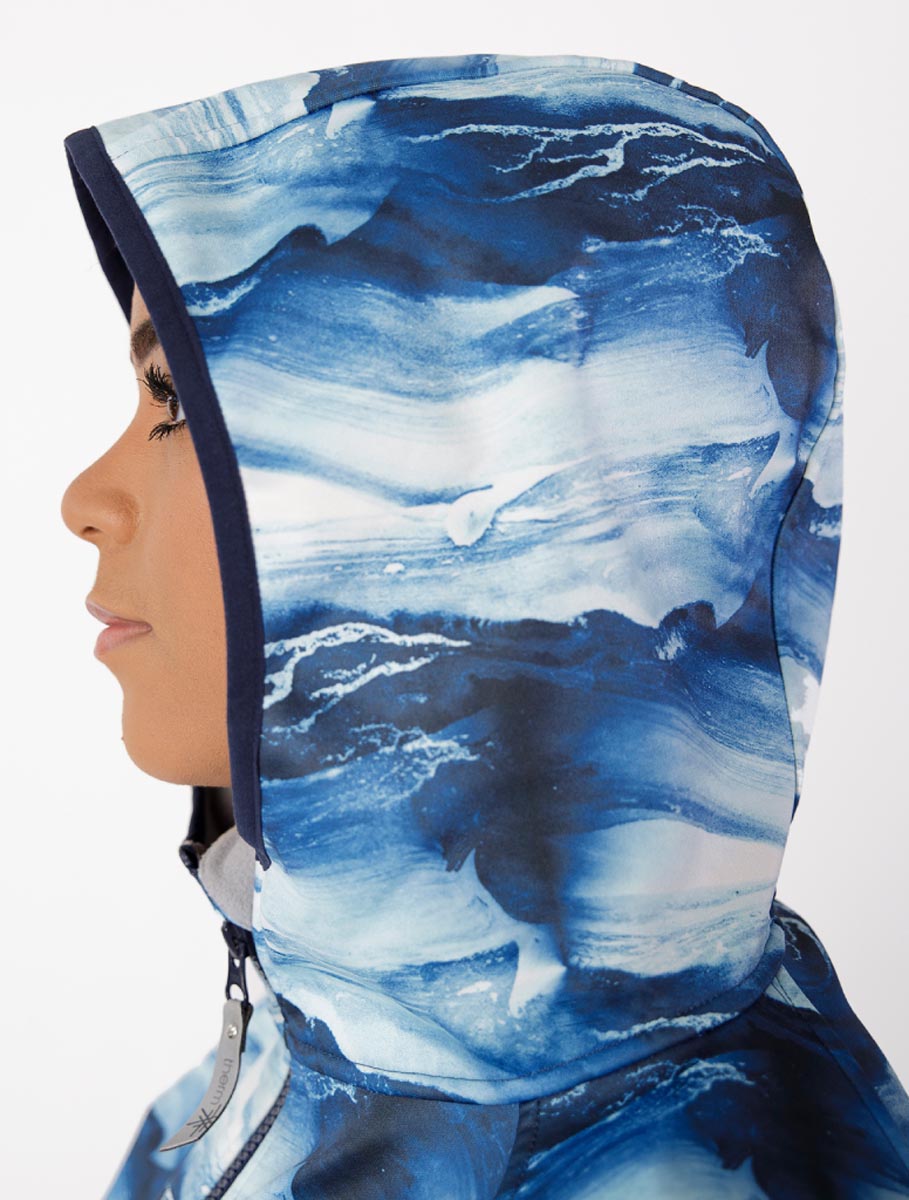 All-Weather Hoodie - Blue Wave | Waterproof Windproof Eco - Ladies