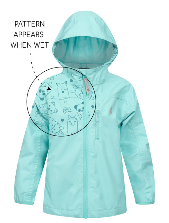 kids waterproof rainshell aqua